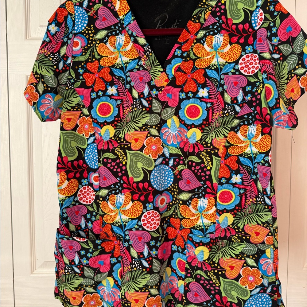 Colorful printed Scrub top